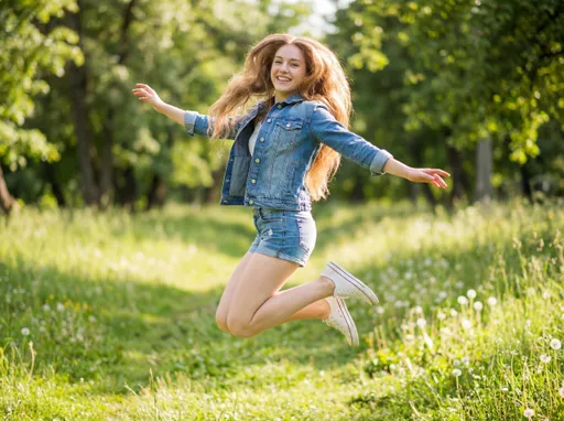 Prompt: girl jumping