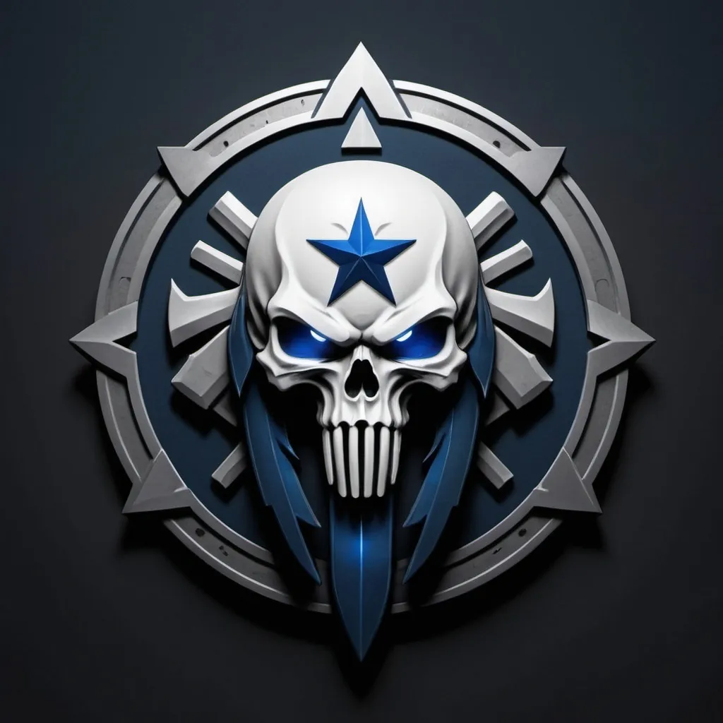 Prompt: Central Figure: The logo would feature a ghostly figure or skull at its center, symbolizing the team's unseen and lethal capabilities. The figure would be sleek and stylized, with a minimalist design. The ghost or skull would be depicted in dark tones, primarily black and grey, with subtle blue highlights to give it a slightly spectral appearance.
Emblem Surrounding the Figure: The central figure would be encased within a circular emblem or shield, adding a layer of protection and formality. The circular shape would be reminiscent of traditional military badges, grounding the logo in its military affiliation.
Military Cues: Around the edge of the emblem, there might be subtle elements like stars or an eagle to signify their U.S. military ties. These would be small and understated, ensuring that the focus remains on the ghostly figure at the center.
Color Scheme: The overall color scheme would be dark, using shades of black, grey, and deep blue. This palette would convey the team's stealth and precision. The logo would have a modern and clean look, avoiding excessive details to maintain a sense of mystery.
Font: If any text is included, such as "Ghost Team" or a motto, it would be in a bold, sans-serif font, likely in white or light grey, contrasting against the dark background. The text would be minimal, perhaps just the team's name beneath the emblem.