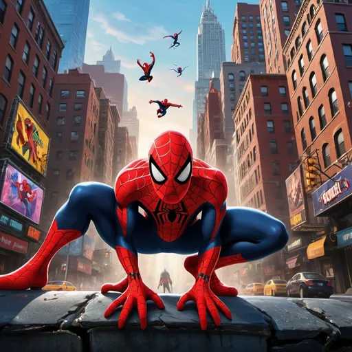 Prompt: Disney animation movie poster name "Spiderman , rage of Fisk"