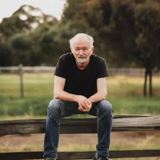 Prompt: Man sitting on a fence