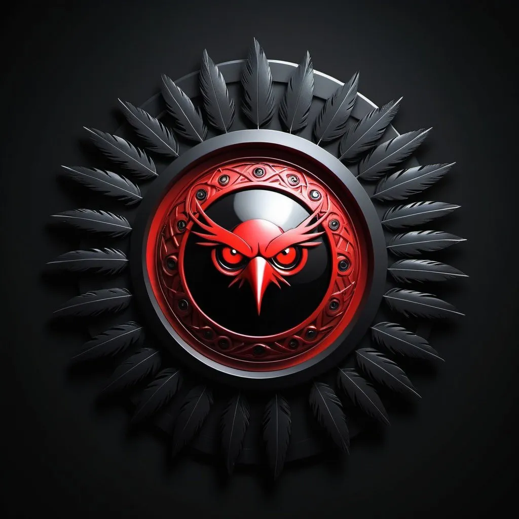 Prompt: 3D logo with the name TNZ  design with crow and sharingan, black background, high quality, 3D rendering, intense red sharingan, sleek design, professional, all black, detailed feathers, futuristic, highres, ultra-detailed, dark tones, atmospheric lighting