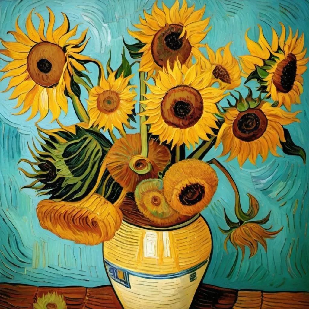 Prompt: A Impressionsit Painting of SunFlowers ala Van Gogh