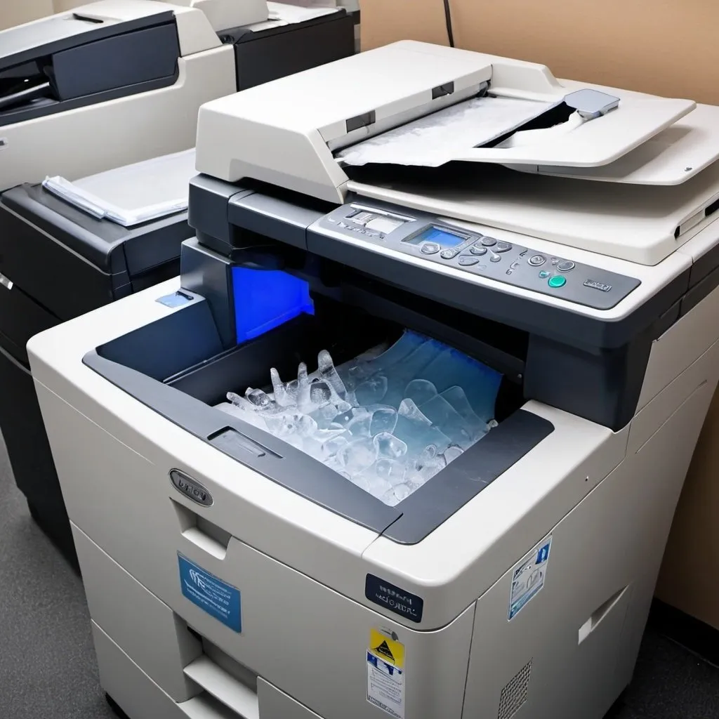 Prompt: photocopy machine with ice


