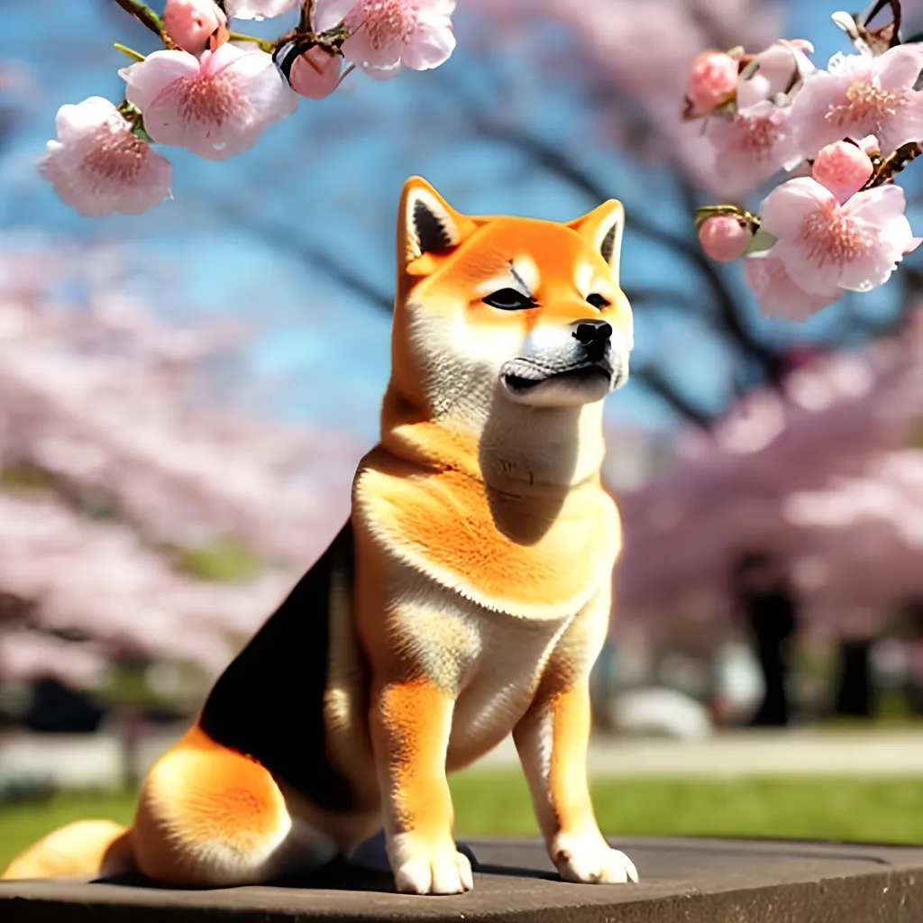 Prompt: Shiba Inu with cherry blossom 