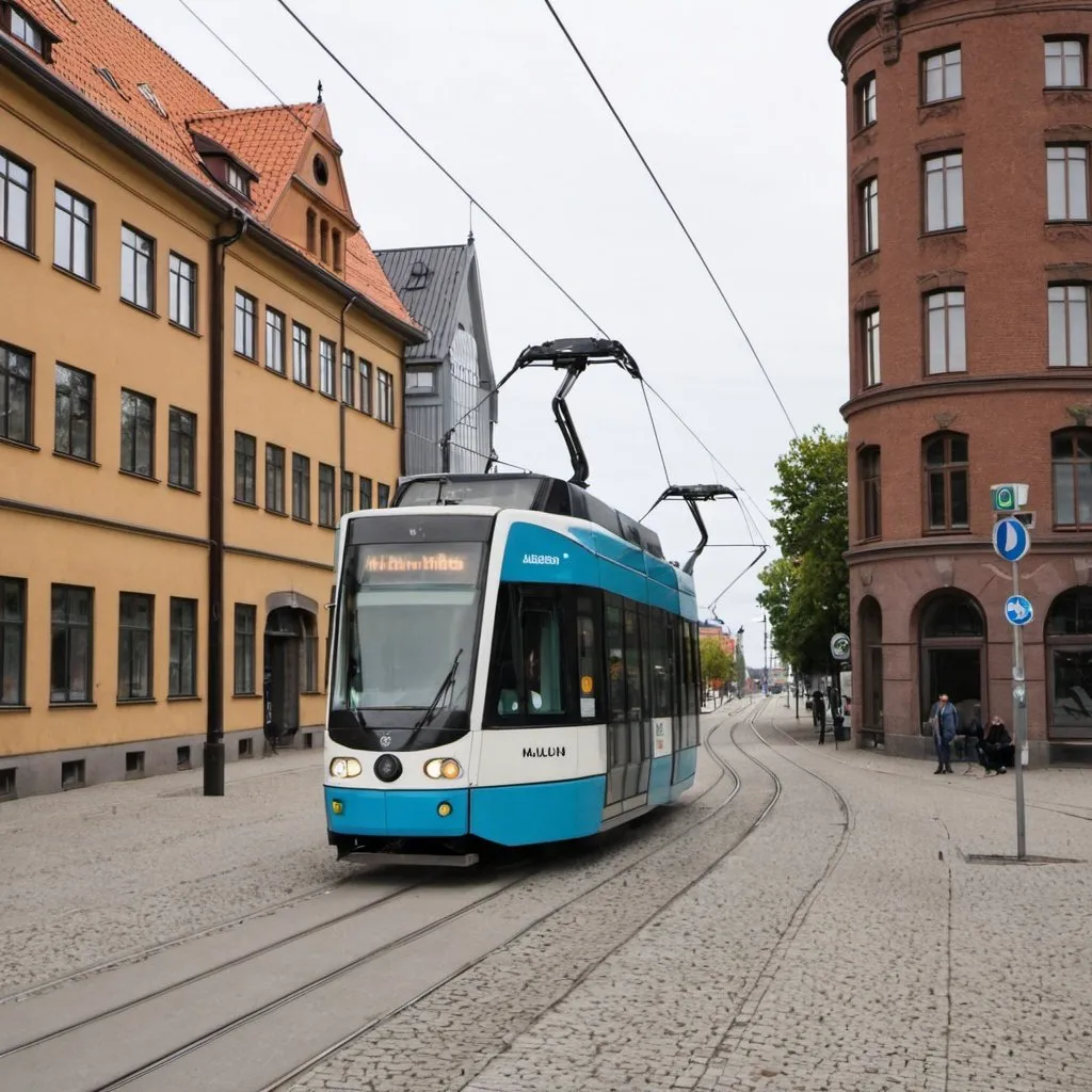 Prompt: a tram in Malmö