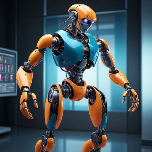 Prompt: flexible robot, laboratory, futuristic, high-resolution, sharp and vibrant colors