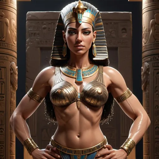 Prompt: {{{{highest quality full body splash art masterpiece, hyperrealistic, hyperrealism, {{Male character ancient queen of Egypt}}, {{Ancient Egypt Background}} {{{{Soul Patent}}}} intricately hyperdetailed, hyperrealistic intricate details, muscular muscle definition female body, wet with sweats all over her body, perfect face, perfect body, thick hairy armpits, perfect anatomy, perfect composition, approaching perfection, Detailed and Intricate, Detailed Render, 3D Render, Unreal Engine, Concept Art

}}}}

