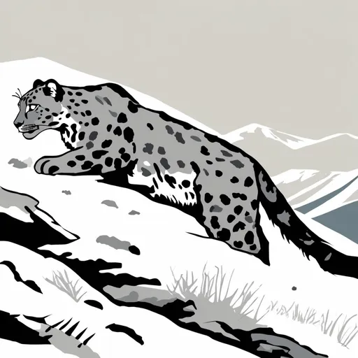 Prompt: black snow leopard prowling the mountains
