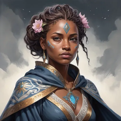 Prompt: Acrylic painting of Elara Ironheart as a tribute to the indomitable spirit and unwavering strength of mothers as they bravely face their battles against cancer.

Elara Ironheart, a symbol of resilience and strength, stands tall with a gaze that reflects the wisdom of her years and the determination of her spirit. Her light skin bears the marks of her battles, each scar telling a story of courage and perseverance. Her windswept hair, graying but vibrant, embodies the wisdom and grace that comes with age.

Draped in a cloak representing the colors of endurance and hope, Elara dons a breastplate adorned with intricate patterns symbolizing the resilience of the human spirit. Her armor bears motifs of blooming flowers, representing the beauty and growth that can flourish even in the face of adversity.

As she stands with a powerful stance, her hand rests on her chest, where a subtle ribbon is pinned, signifying her unwavering fight against cancer. The cloak billows around her, depicting the strength and resilience she embodies. Despite the trials she has faced, her eyes shine with a fierce determination and a deep well of compassion, encapsulating the essence of a warrior who has weathered many storms.