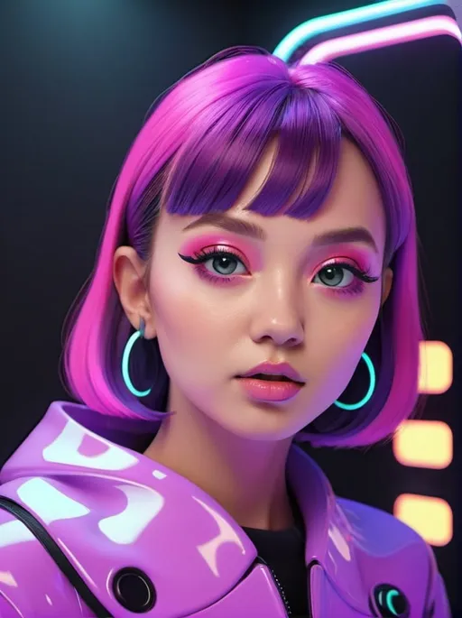 Prompt: Kawaii futuristic 3D rendering of mod-pop art, vibrant neon colors, cute and stylish characters, retro-futuristic, high-res, ultra-detailed, 3D rendering, kawaii, mod, pop art, future, neon colors, retro-futuristic, cute characters, vibrant, stylish, professional lighting