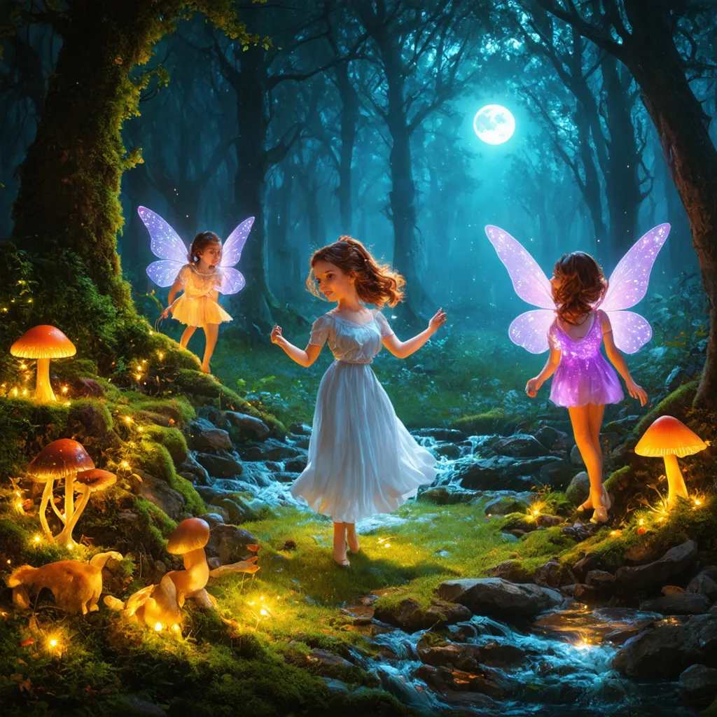 Prompt: Mid-summer fairy festival in the woods with woodland creatures in a magical setting 