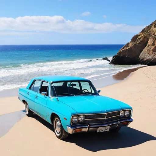 Prompt: a car om the beach