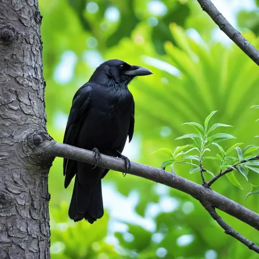 Prompt: A crow on the tree