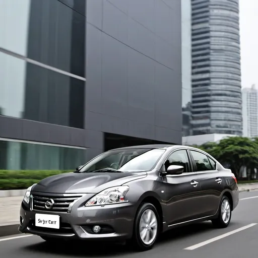 Prompt: nissan sylphy 2013 dark grey in city