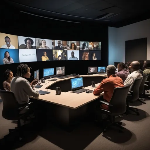 Prompt: innovative audiovisual systems used by diverse groups of people, the end users are african american