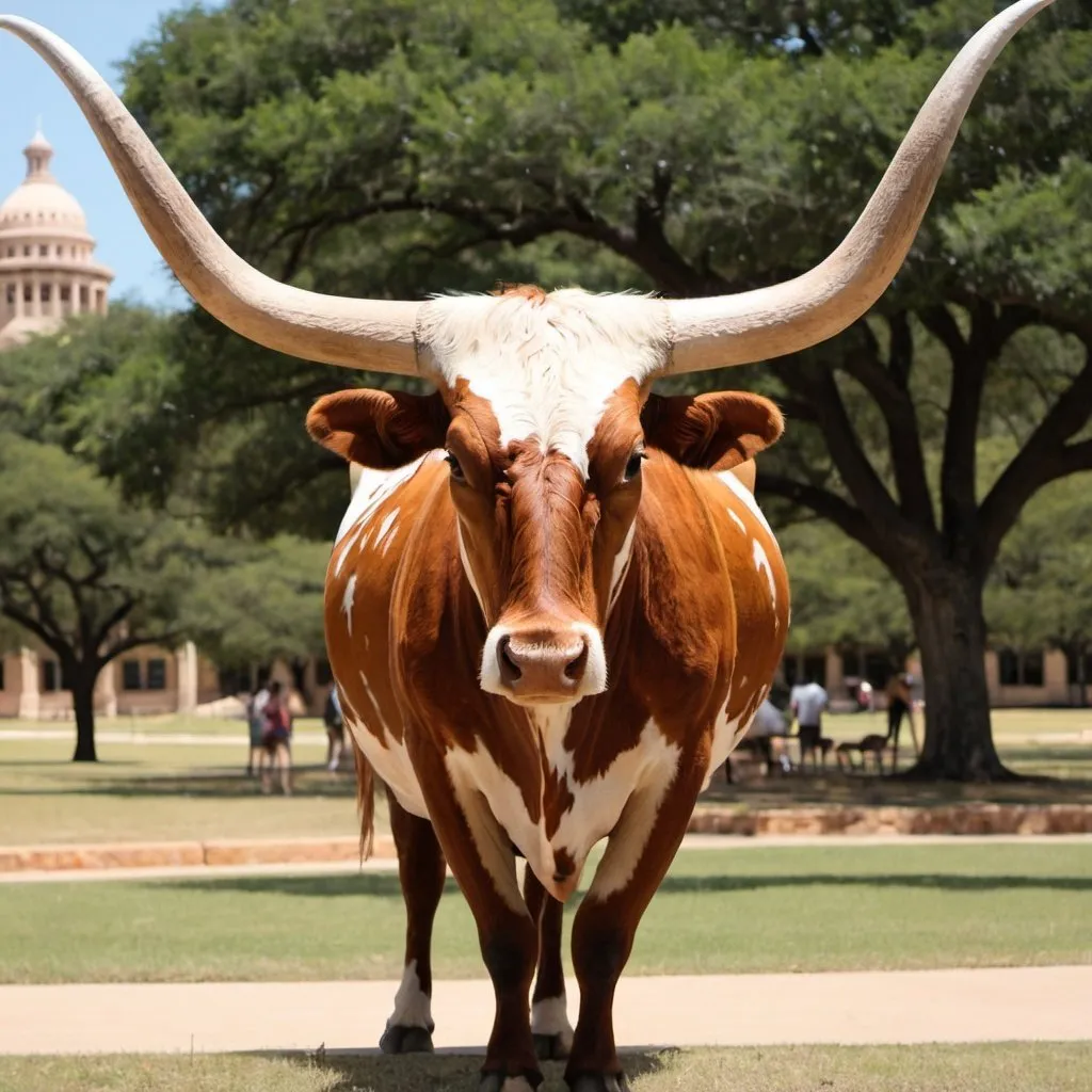 Prompt: longhorn in university of texas at austin
