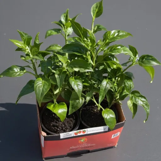 Prompt: A package of 6 pepper plants

