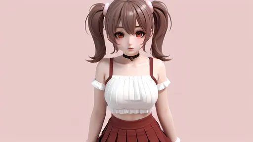 Prompt: <mymodel>Cute anime femboy with blank face and a blush and soft body, black crop top, red mini skirt pleated, long stockings, kawaii, pastel colors, 3D rendering, adorable expression, soft fluffy and messy brown hair, highres, detailed clothes, cute design, soft lighting, anime, pastel tones.
Taking a cute pose.
Pc wallpaper 