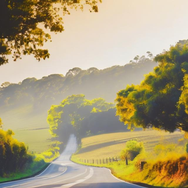 Prompt: Country road with trees hanging over the road