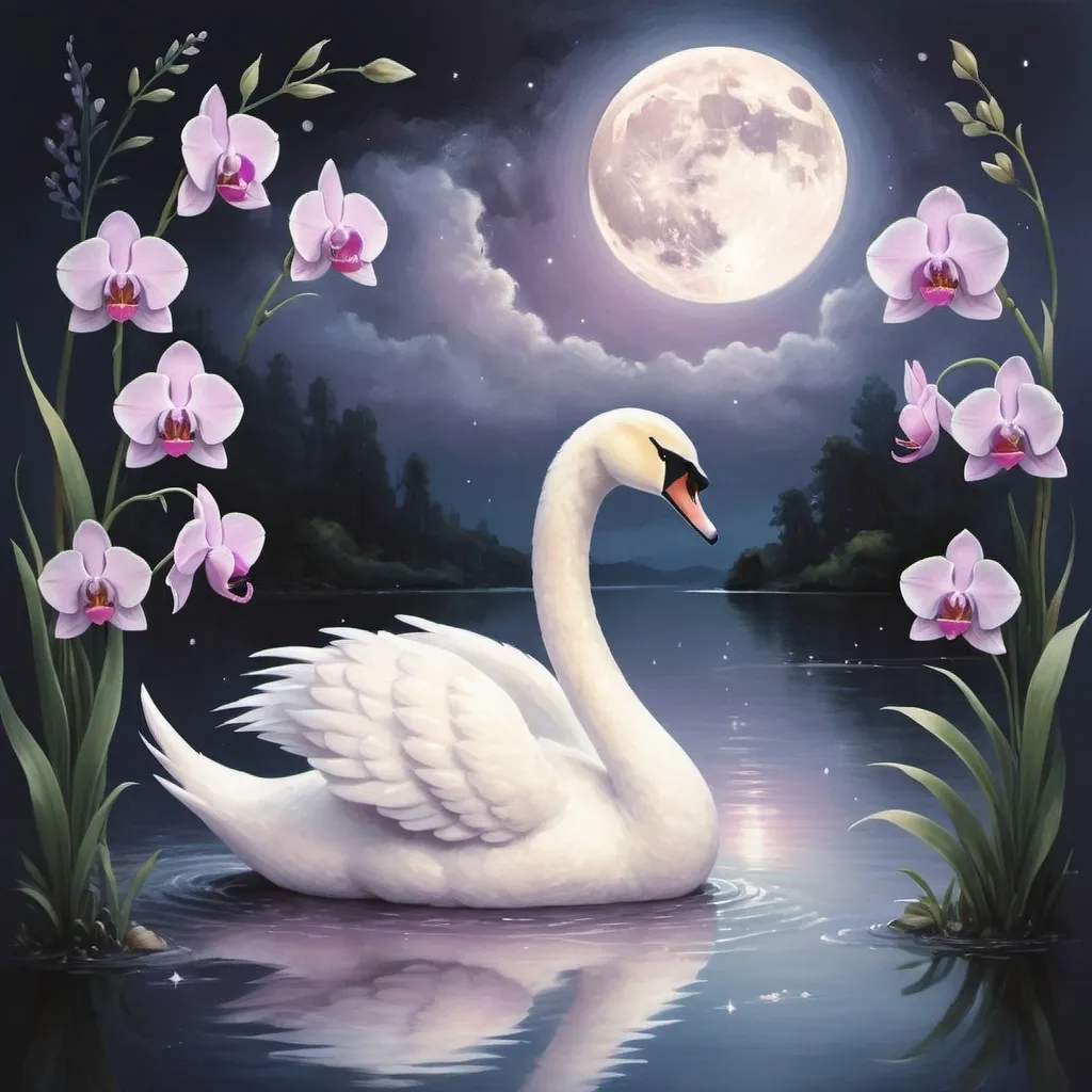 Prompt: Combine those words

1. Twilight
2. Shell
3. White rain
4. Heartbeats
5. Turn back time
6. The tenderness of a fragile swan
7. Moonlight fairy
8. Orchid
9. A small place called the moon

Hocu da bude u pastelnim bojama



