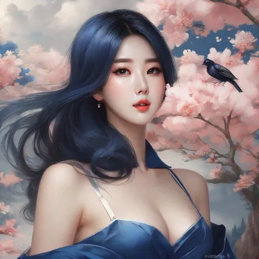 Prompt: My prompt> Humble, Masterpiece, Kang Mina type face, Kang Mina type body, 20 year old milf, from his pov,  ulzzang, realistic kpop idol,  dark blue hair, beautiful woman, big chest, B cup, uhd, realistic, 4k, 8k, photoshoot, extremely high definition, perfection, Hokusai type painting, bunny girl, playboy, scenic, portrait, insanity, breathtaking, iridescent, complex, impressive, remarkable, glorious, grandiose, sumptuous, luxurious, 