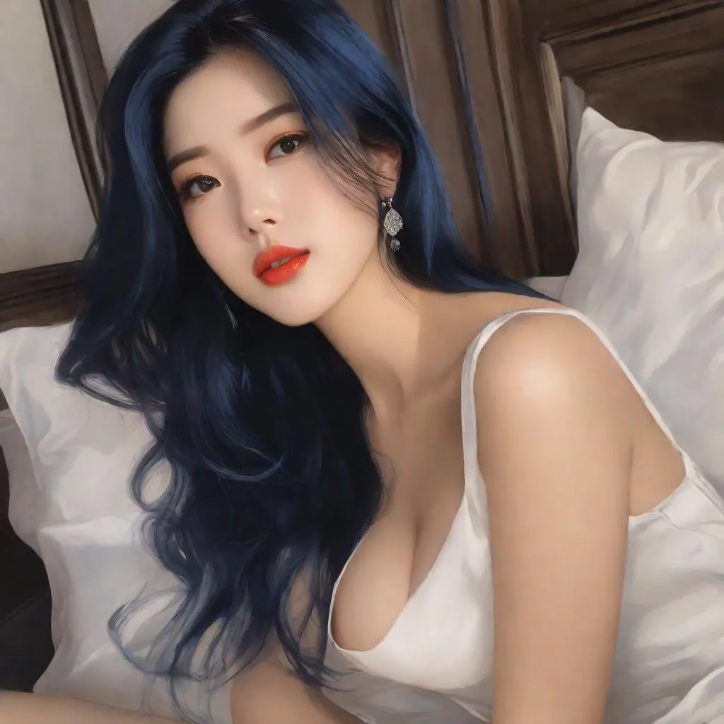 Prompt: My prompt> Humble, Masterpiece, Lee Jaehee, 20 year old milf, from his pov,  ulzzang, realistic kpop idol,  dark blue hair, beautiful woman, big chest, B cup, uhd, realistic, 4k, 8k, photoshoot, extremely high definition, perfection, Henri Émile Benoît Matisse type painting, scenic, portrait, insanity, breathtaking, iridescent, complex, impressive, remarkable, glorious, grandiose, sumptuous, luxurious, 