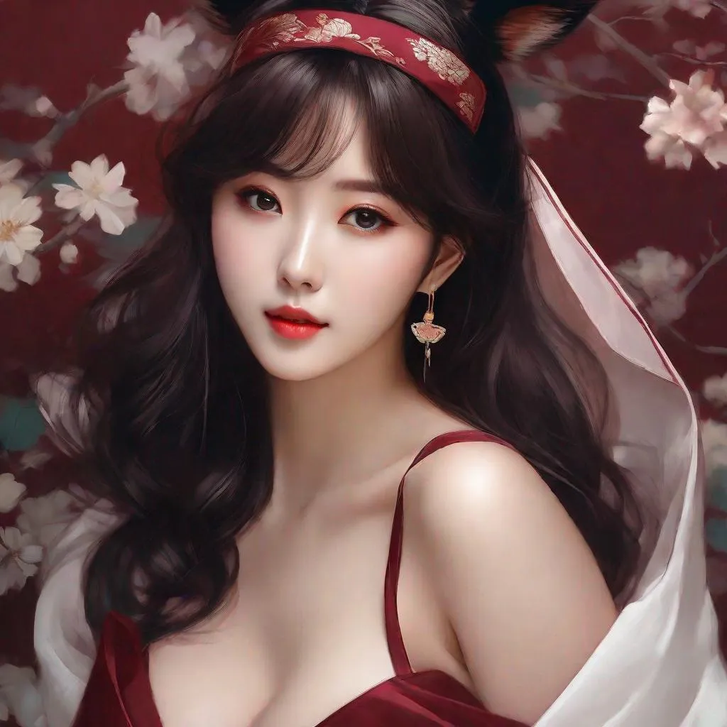 Prompt: My prompt> Humble, Masterpiece, Kang Mina type face, Kang Mina type body, 20 year old milf, from his pov,  ulzzang, realistic kpop idol,  dark burgundy hair, beautiful woman, big chest, B cup, uhd, realistic, 4k, 8k, photoshoot, extremely high definition, perfection, Hokusai type painting, bunny girl, cat girl, dog girl, fox girl, playboy, scenic, portrait, insanity, breathtaking, iridescent, complex, impressive, remarkable, glorious, grandiose, sumptuous, luxurious, 