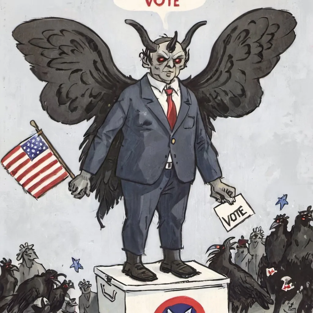 Prompt: Mothman says vote