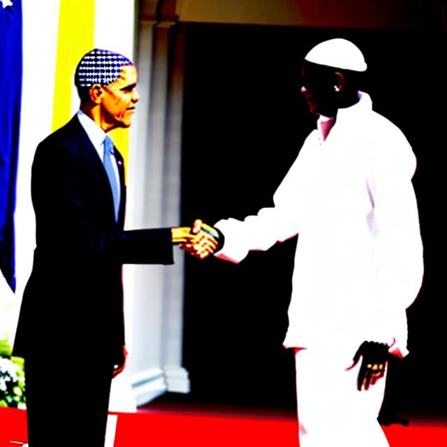 Prompt: obama shaking hands with soulja boy