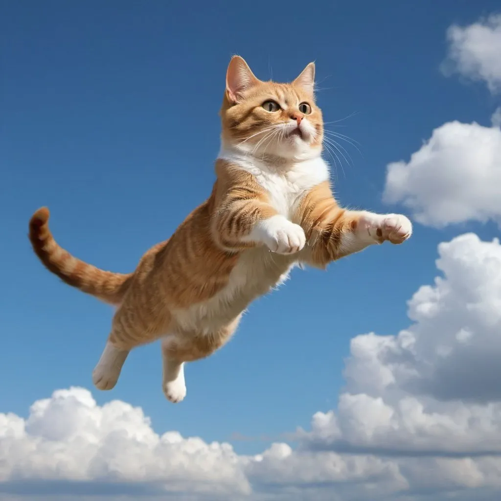 Prompt: a cat is flying in the sky