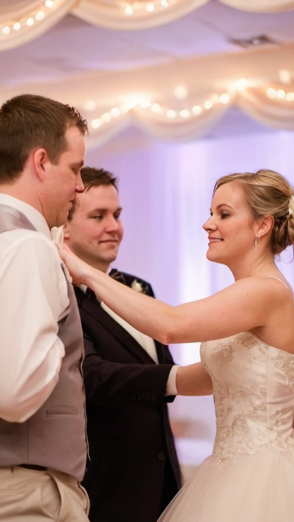 Prompt: A romantic first dance with soft lighting.