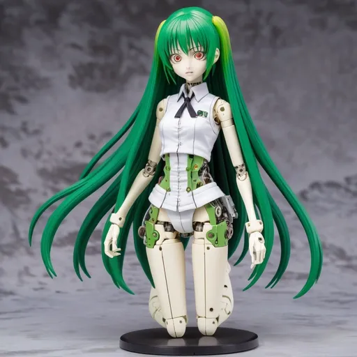 Prompt: Junji Ito manga style, manga scene of a high-quality 3D rendering an unassembled pieces of a Bandai model kit, featuring the unassembled parts of a high school anime girl character. The character has mechanical arms and vibrant green hair. The parts are laid out in an organized manner, ready for assembly. The ensemble plate and detailed parts are clearly visible. The style is distinctly anime, with vibrant colors and soft, natural lighting. Emphasize the unassembled aspect of the model kit, showcasing each part in detail.