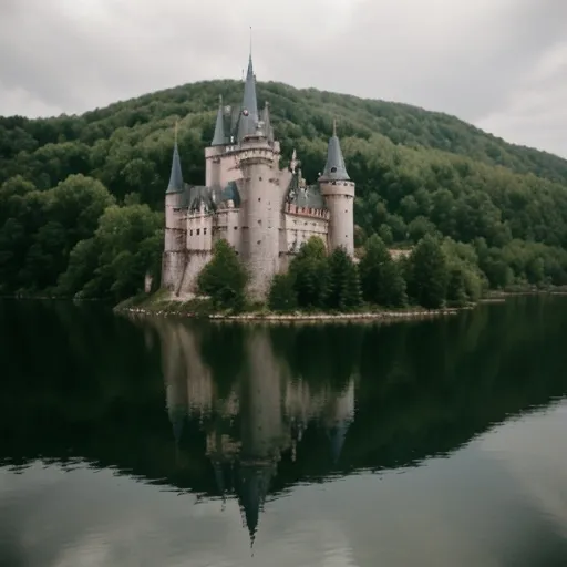 Prompt: A Castle  by a lake
