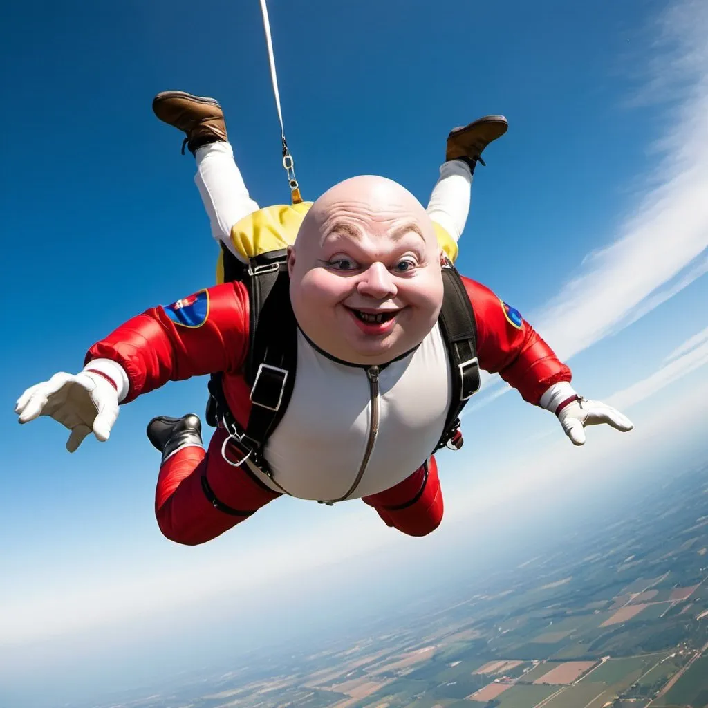 Prompt: Humpty Dumpty skydiving