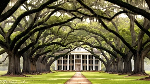 Prompt: Oak Alley Plantation, looking towards the main house from the direction of the Mississippi River.

a house is surrounded by trees and grass on a sunny day with a path leading to it and a brick walkway leading to the front door, Balcomb Greene, american romanticism, award-winning photograph, a digital rendering

"Step into the timeless elegance of Oak Alley Plantation as you reimagine the iconic view looking towards the main house from the direction of the Mississippi River.

Capture the grandeur of the plantation's majestic oak-lined pathway, where centuries-old trees create a dramatic canopy overhead, casting dappled shadows on the winding path below.

Experiment with perspective and composition to evoke a sense of depth and scale, drawing viewers into the scene as they follow the pathway towards the stately main house in the distance.

Explore the interplay of light and shadow as the golden hues of the setting sun illuminate the plantation grounds, infusing the landscape with warmth and vitality.

Consider incorporating elements of history and narrative into your interpretation of Oak Alley Plantation, inviting viewers to reflect on the complex legacy of the antebellum South and the lives of those who lived and worked on the plantation.

Whether you choose to work with traditional mediums such as paint or pencil, or explore digital techniques and mixed media, let your imagination take flight as you breathe new life into this iconic Southern landmark.

Embrace the spirit of discovery and exploration as you embark on a journey through time and space, inviting viewers to join you on a captivating artistic voyage through the splendor of Oak Alley Plantation."