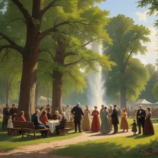Prompt: a  painting of a scene daily life ,
three generations of the Smith family meeting for a big family reunion in a park, 
Albert Bierstadt,
highly detailed, 
professional oil painting,
UHD,
64K