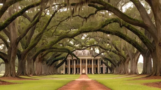 Prompt: Oak Alley Plantation, looking towards the main house from the direction of the Mississippi River.

a house is surrounded by trees and grass on a sunny day with a path leading to it and a brick walkway leading to the front door, Balcomb Greene, american romanticism, award-winning photograph, a digital rendering

"Step into the timeless elegance of Oak Alley Plantation as you reimagine the iconic view looking towards the main house from the direction of the Mississippi River.

Capture the grandeur of the plantation's majestic oak-lined pathway, where centuries-old trees create a dramatic canopy overhead, casting dappled shadows on the winding path below.

Experiment with perspective and composition to evoke a sense of depth and scale, drawing viewers into the scene as they follow the pathway towards the stately main house in the distance.

Explore the interplay of light and shadow as the golden hues of the setting sun illuminate the plantation grounds, infusing the landscape with warmth and vitality.

Consider incorporating elements of history and narrative into your interpretation of Oak Alley Plantation, inviting viewers to reflect on the complex legacy of the antebellum South and the lives of those who lived and worked on the plantation.

Whether you choose to work with traditional mediums such as paint or pencil, or explore digital techniques and mixed media, let your imagination take flight as you breathe new life into this iconic Southern landmark.

Embrace the spirit of discovery and exploration as you embark on a journey through time and space, inviting viewers to join you on a captivating artistic voyage through the splendor of Oak Alley Plantation."

a woman in a white dress standing in front of a large tree lined driveway with a Oak Alley Plantation in the background,

