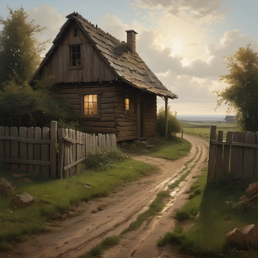 Prompt: "The small wooden house, with its shingled roof and faded paint, stood at the end of a dirt road, surrounded by a makeshift fence."

Stephen Crane, Maggie: A Girl of the Streets (1893)


 Andreas Achenbach, american scene painting, thomas kindkade, an oil painting