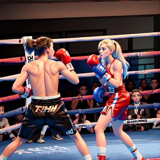 Prompt: A 21-year-old woman knocks out boyfriend in an officially sanctioned boxing match.
