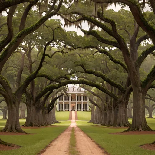 Prompt: Oak Alley Plantation, looking towards the main house from the direction of the Mississippi River.

a house is surrounded by trees and grass on a sunny day with a path leading to it and a brick walkway leading to the front door, Balcomb Greene, american romanticism, award-winning photograph, a digital rendering

"Step into the timeless elegance of Oak Alley Plantation as you reimagine the iconic view looking towards the main house from the direction of the Mississippi River.

Capture the grandeur of the plantation's majestic oak-lined pathway, where centuries-old trees create a dramatic canopy overhead, casting dappled shadows on the winding path below.

Experiment with perspective and composition to evoke a sense of depth and scale, drawing viewers into the scene as they follow the pathway towards the stately main house in the distance.

Explore the interplay of light and shadow as the golden hues of the setting sun illuminate the plantation grounds, infusing the landscape with warmth and vitality.

Consider incorporating elements of history and narrative into your interpretation of Oak Alley Plantation, inviting viewers to reflect on the complex legacy of the antebellum South and the lives of those who lived and worked on the plantation.

Whether you choose to work with traditional mediums such as paint or pencil, or explore digital techniques and mixed media, let your imagination take flight as you breathe new life into this iconic Southern landmark.

Embrace the spirit of discovery and exploration as you embark on a journey through time and space, inviting viewers to join you on a captivating artistic voyage through the splendor of Oak Alley Plantation."