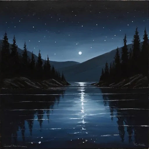 Prompt: a painting of  The night was dark and no wind blew. The stars had gone out, and the silence was oppressive.