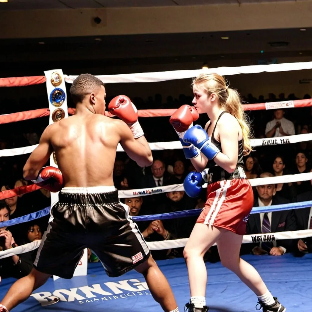 Prompt: A 21-year-old woman knocks out boyfriend in an officially sanctioned boxing match.
