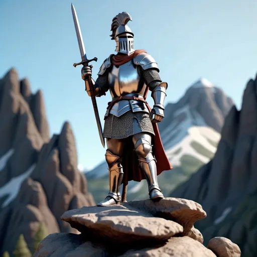 Prompt: Clay model of a  (brave knight  standing on a rock with a sword in his hand mountain in the background),
super realistic,
3d blender render,
UHD 64K
