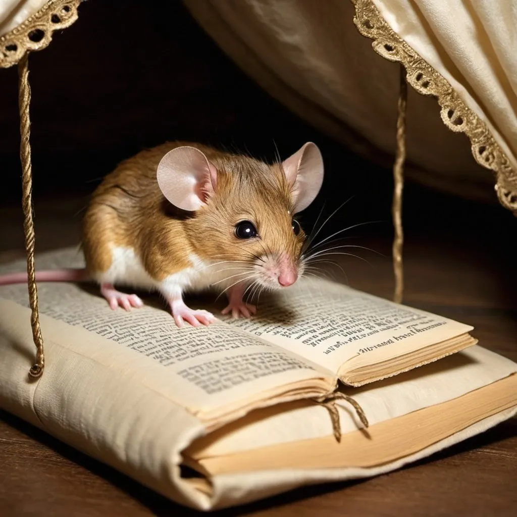 the tiny mouse tripped away into the bedroom of the...