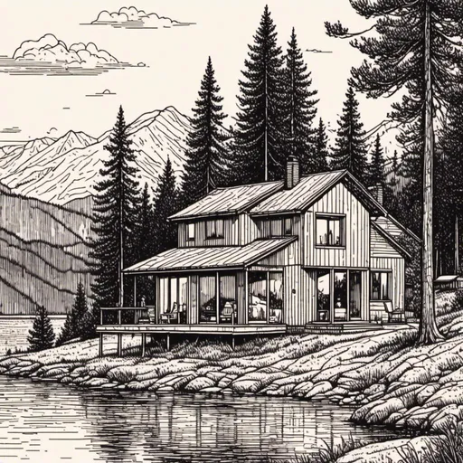 Prompt: <mymodel> home by a lake