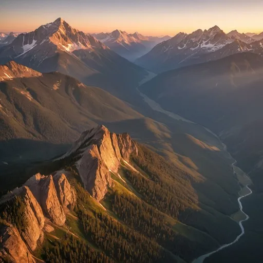 Prompt: Rocky mountains at sunrise, 
aerial photography,
wide angle view, 
full depth of field, 
beautiful, 
high resolution, 
realistic, 
detailed foliage,
serene atmosphere, 
golden hour lighting, 
misty valleys,
majestic peaks, 
natural beauty,
landscape painting, 
professional quality, 
sunrise,
mountain range, 
misty valleys, 
realistic, 
detailed foliage,
serene atmosphere, 
wide angle view, 
full depth of field, 
beautiful, high resolution, 
golden hour lighting, 
majestic peaks, 
natural beauty