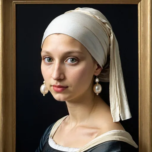 Prompt: "Mona Lisa"  have a food fight with "Girl with a Pearl Earring"