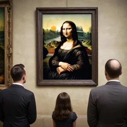 Prompt: "Mona Lisa"  watching  Hindenburg disaster