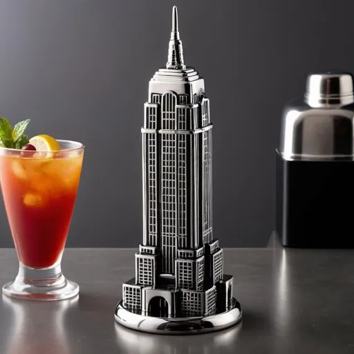 Prompt:  a cocktail shaker shaped like a Empire State Building