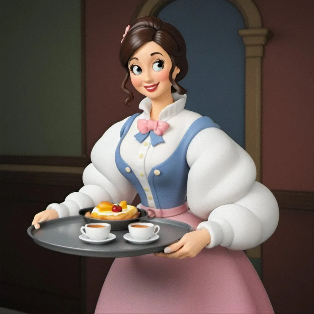 Prompt: The Lady with Breakfast on a Tray

